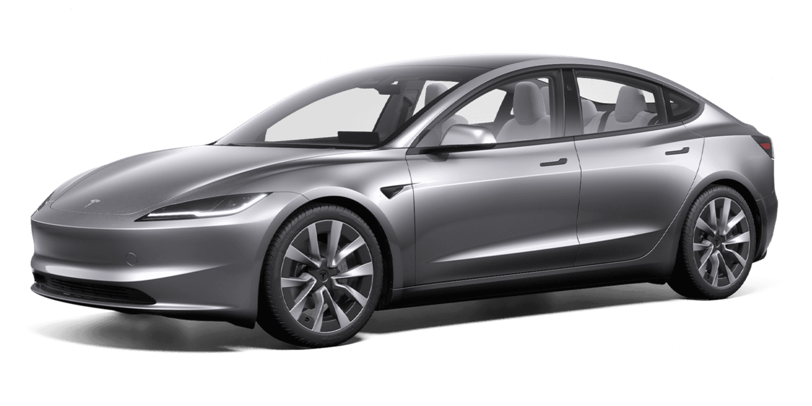 Side profile of a Tesla sedan on a neutral background.